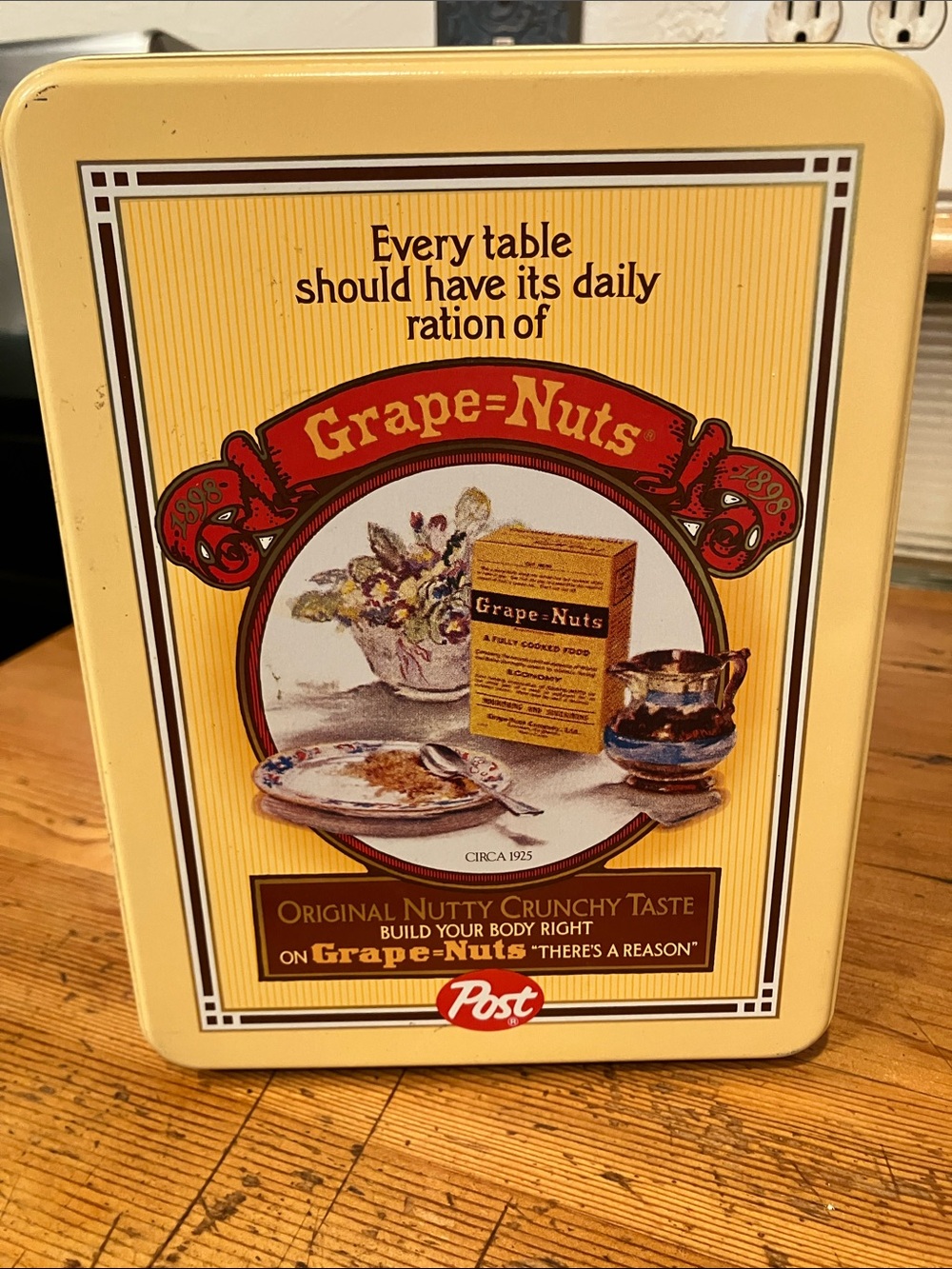 Grape-Nuts Yellow Decorative Storage Tin by Post